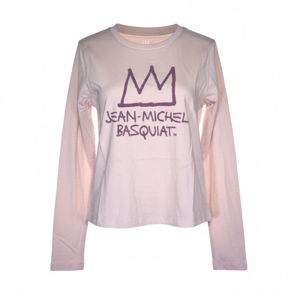 Gap Jean-Michel Basquiat Shrunken Long Sleeve Graphic T-Shirt Pink‎ Women Small